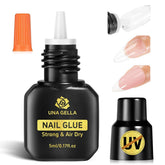 UNA GELLA quick-drying glue application for secure DIY nails.