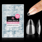 UNA GELLA short almond nail tips with inner deep matte texture for strong adhesion.