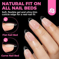 UNA GELLA Short Almond Nail Tips: curva suave facilita la colocación en la uña.