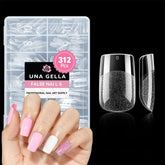 UNA GELLA short square nail tips 312pcs, ideal for DIY home manicures.