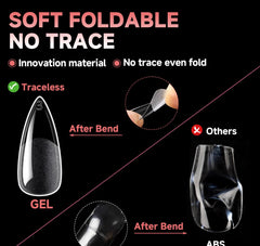 UNA GELLA Stiletto tips thick front and thin back for sturdy nail tips
