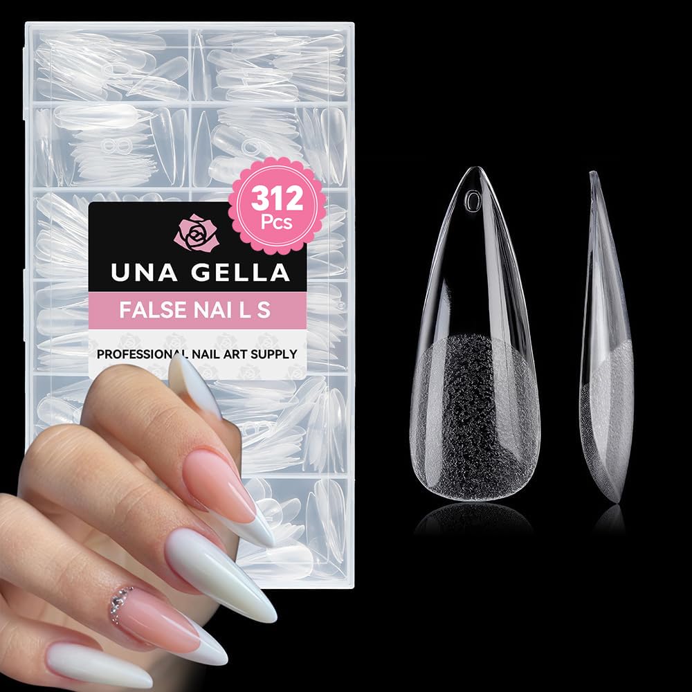 UNA GELLA full-cover stiletto gel tips for long-lasting nail extensions.