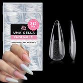 UNA GELLA full-cover stiletto gel tips for long-lasting nail extensions.