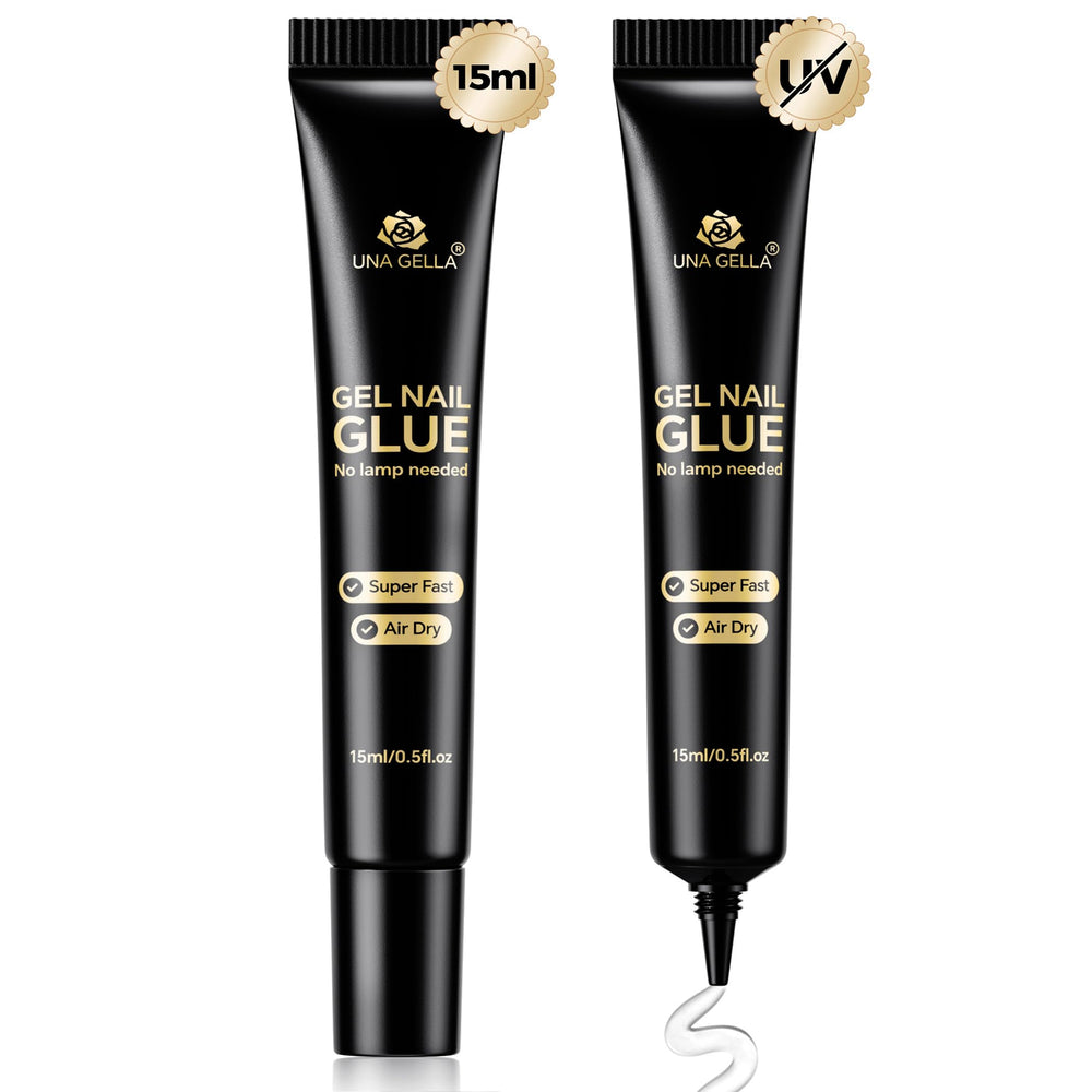 UNA GELLA Strong Nail Glue Gel bottle showing the compact 15ml tube for fast bonding