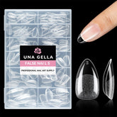UNA GELLA tip almendra corta transparente para extensión de uñas, aspecto natural