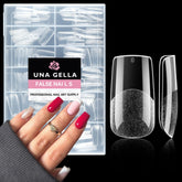 UNA GELLA: tips cuadradas de 216 piezas para uñas completas sin marcas.