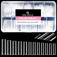 UNA GELLA tip gel XXL cuadrado transparente para uñas largas con buena adherencia.