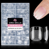 UNA GELLA Tips Squoval Extra corto en caja, ideal para manicura casera.