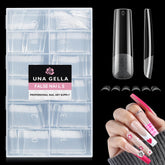UNA GELLA tips uñas cuadradas XXL, acabado claro para extensiones duraderas.