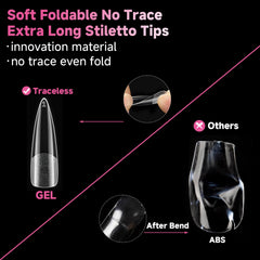 UNA GELLA XXL stiletto tips bend-free and no trace after shaping.