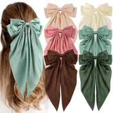 Unbednigt green oversized hair bow clip adds elegant flair to everyday hairstyles.