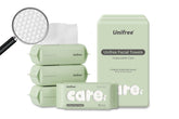 UNIFREE facial towel showing absorbent soft texture for gentle cleansing