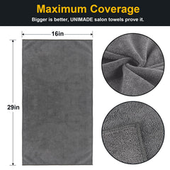 UNIMADE Salon Towels 24 Pack close-up shows absorbent microfiber for quick hair drying.