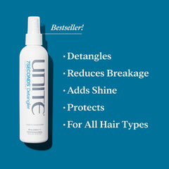 UNITE 7SECONDS Desenredante con atomizador para aplicación suave y uniforme.