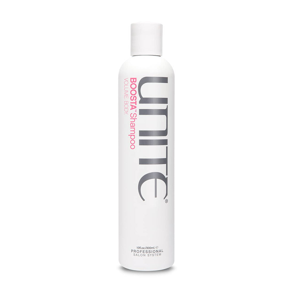 UNITE BOOSTA Shampoo bottle with pour, ideal for daily cleansing of fine hair.