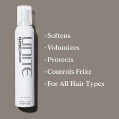 Close-up of UNITE Elevate Mousse foam texture for frizz control