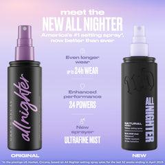 All Nighter bottle with mist demonstrating waterproof formula for confident wear