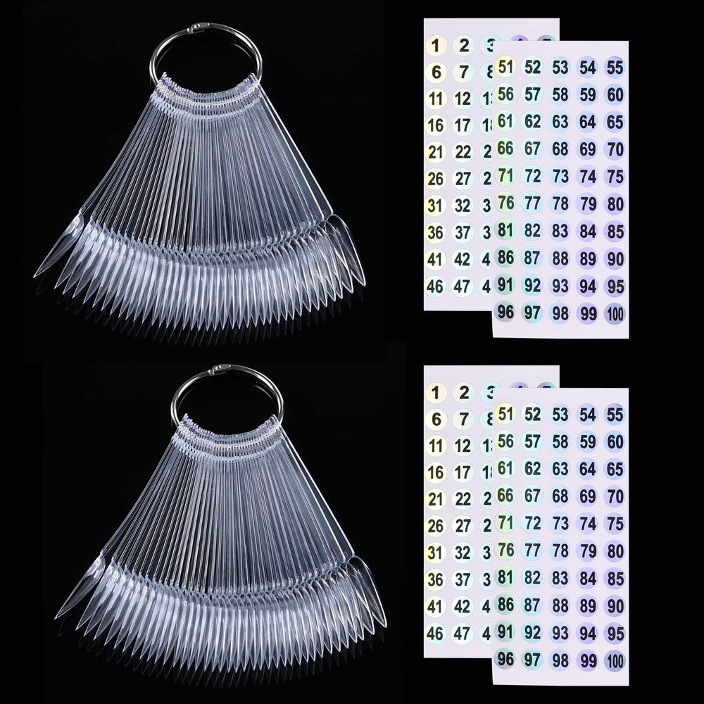 URGINO 100-pcs nail swatch sticks with stiletto tips for easy color matching.