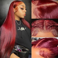 ULRICA 99J burgundy lace front wig, 20-inch, natural hairline for daily wear.