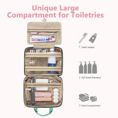 Urophylla travel-size toiletry bag shown inside, illustrating compact organization.