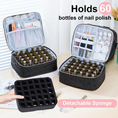 Uross bag top layer supports a large lamp for quick manicures.