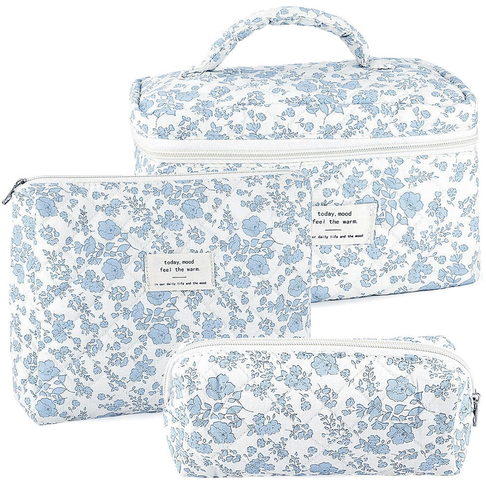 URSKYTOUS quilted makeup bag set large interior ideal for full cosmetics kit