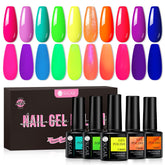 UR SUGAR set de esmaltes gel neón con diez colores vibrantes para uñas.