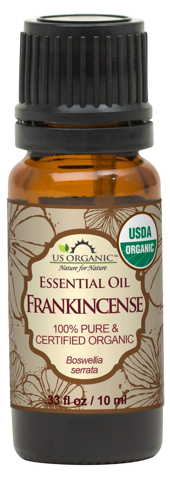 US Organic Aceite esencial de incienso, botella vertida, aroma cálido para difusor.