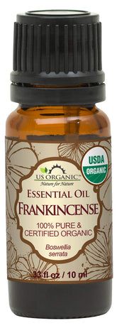 US Organic Aceite esencial de incienso, botella vertida, aroma cálido para difusor.