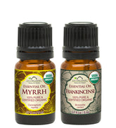 US Organic Frankincense oil bottle for calming aromatherapy and diffuse use.