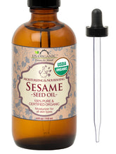 US Organic sesame seed oil bottle with pour spout for skin hydration