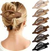 USDNICE flat oval hair clip in brown provides secure all-day hold for various hair types.