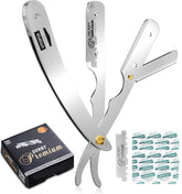 Utopia Care professional straight razor with silver body for precise grooming.