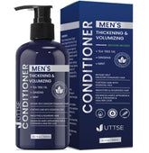 Uttse Biotin Hair Growth Conditioner bottle with tea tree nourishes and refreshes the scalp.