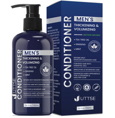 Uttse Biotin Hair Growth Conditioner bottle with tea tree nourishes and refreshes the scalp.