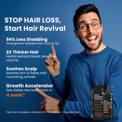 Uttse Root Activator Shampoo for Men bottle being poured suggests easy daily cleansing.