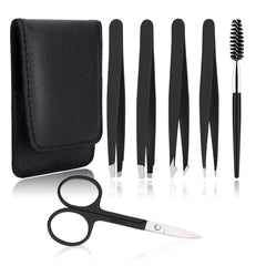 UUBAAR 6-pcs tweezers set in a case for on-the-go grooming.