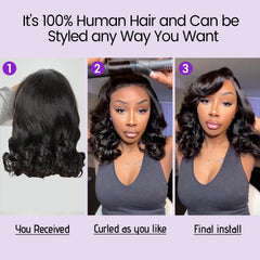 UVVUVV 14-inch human hair wig true length with natural movement