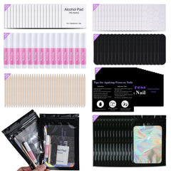 Uyolaxed disposable nail kit contents arranged for quick at-home manicure prep