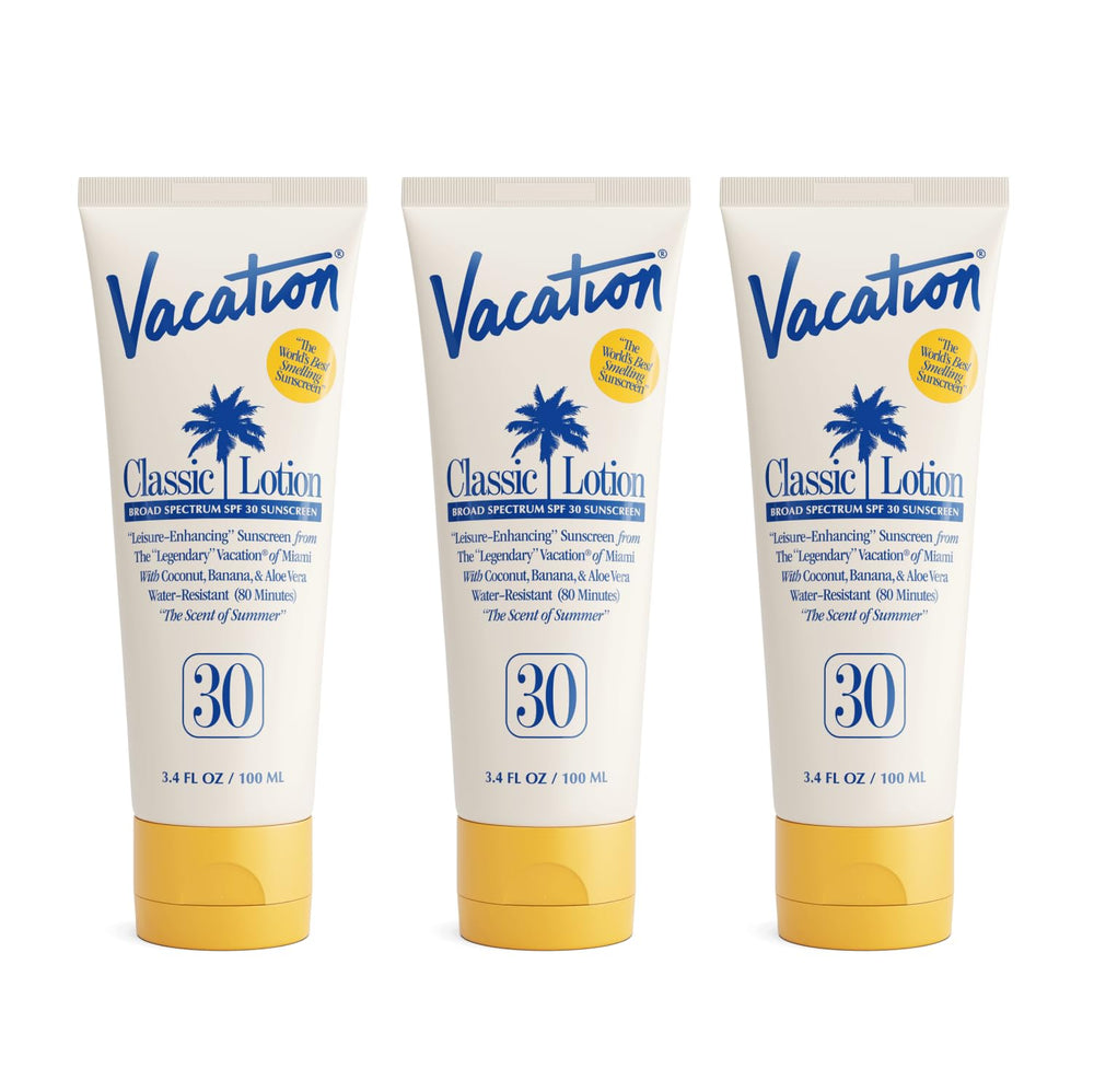 Vacation Classic Sunscreen Lotion SPF 30 bottle with a lightweight, invisible finish.