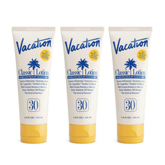 Vacation Classic Sunscreen Lotion SPF 30 bottle with a lightweight, invisible finish.