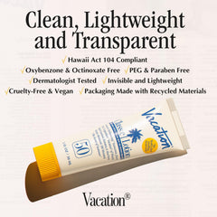 Vacation Mini Classic Lotion SPF 50 texture demonstration, smooth rub-in on skin