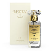 VACATION Sunscreen Eau de Toilette bottle shows tropical coconut notes for summer flair.