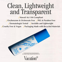 VACATION Super Spritz delivers a lightweight, invisible finish over makeup.