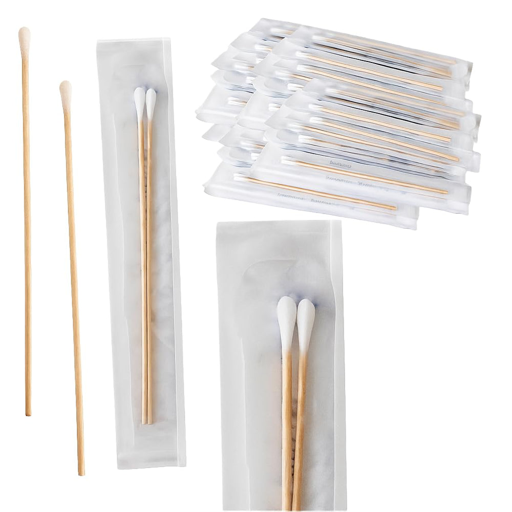 Vakly 200 sterile cotton tipped applicators with a 6-inch shaft for precise application.