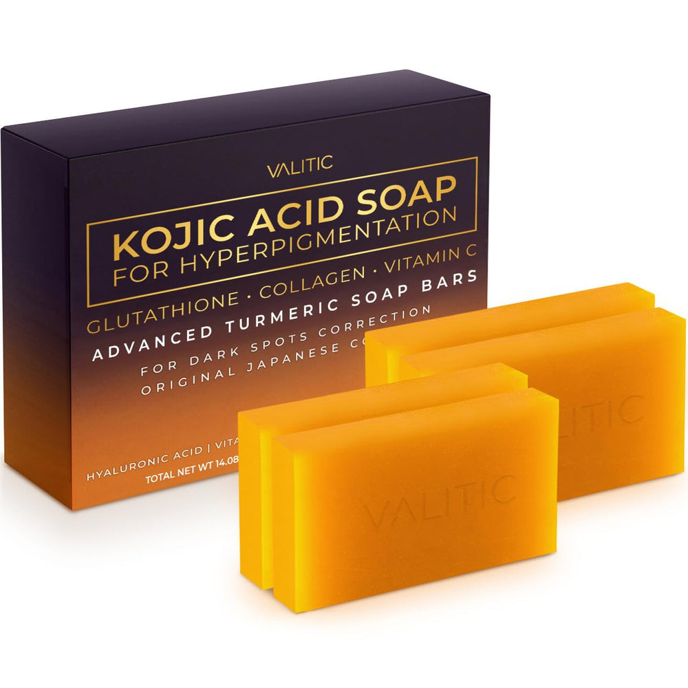 VALITIC Kojic Acid Soap bar close-up with rich lather for even-toned skin