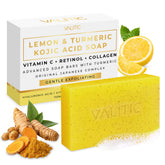Valitic Lemon Turmeric Soap pack front highlights brightening for face and body