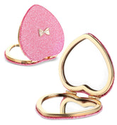 ValueBargain pink heart compact mirror, pocket-sized for quick on-the-go touch-ups.