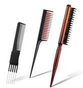 ValueBargain teasing comb with metal prong for precise lift and added volume.