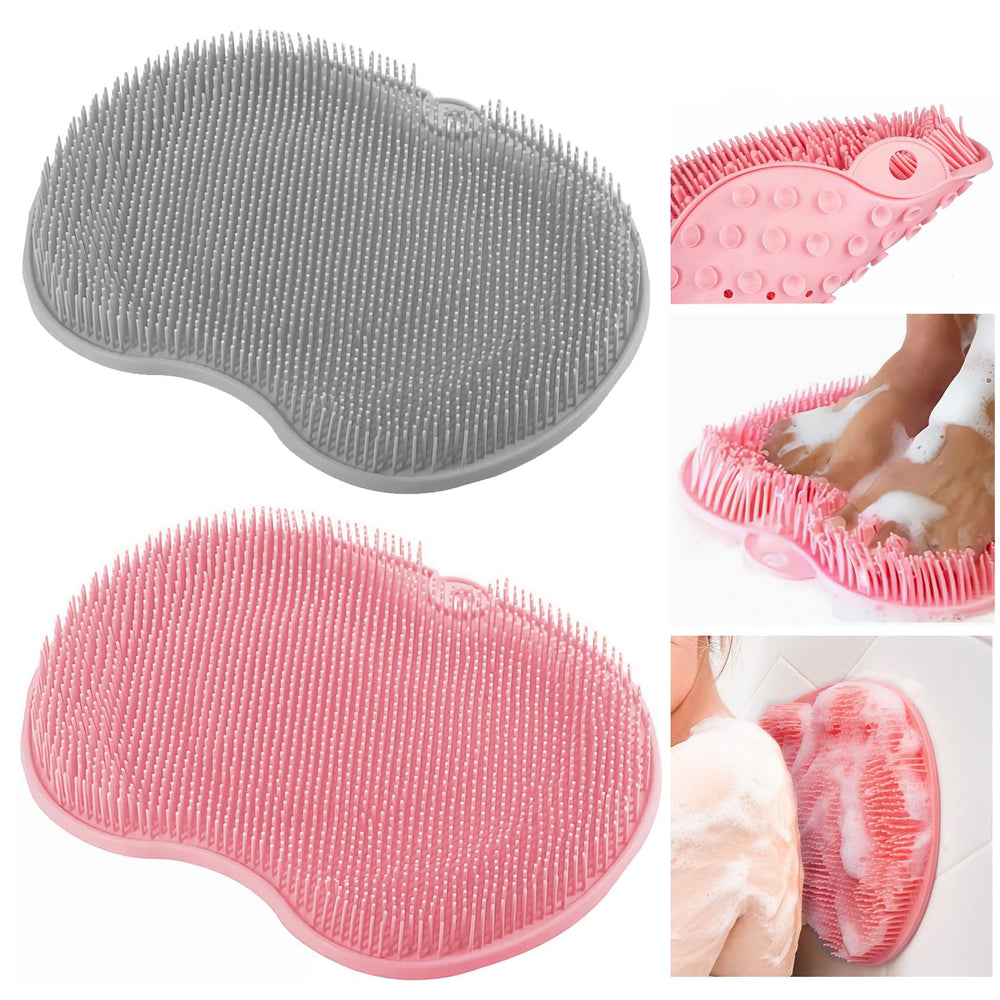 VALWORD shower foot scrubber mat for hands-free foot cleaning on smooth surfaces.